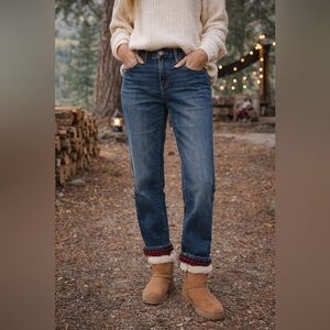 Vintage Eddie Bauer Boyfriend Jeans Women’s 10 Plaid Lined Denim